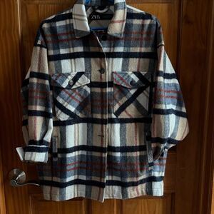 Zara Plaid Shacket Woman’s Medium
